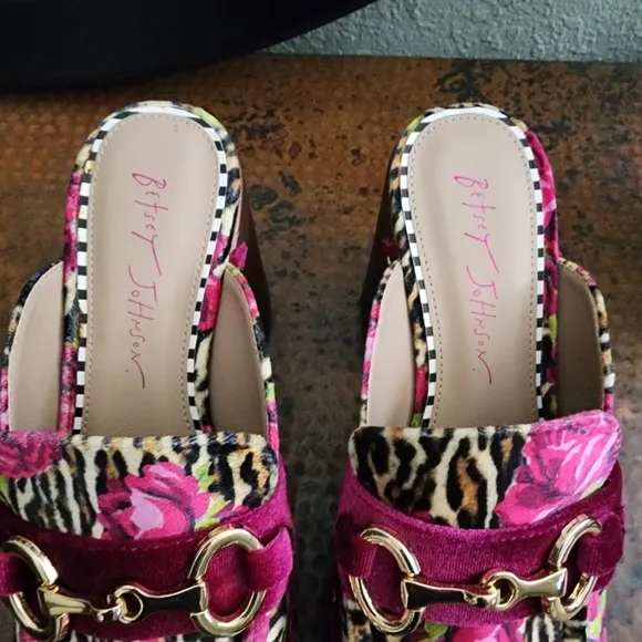 Betsey Johnson Aydin Printed Velvet Platform Clog