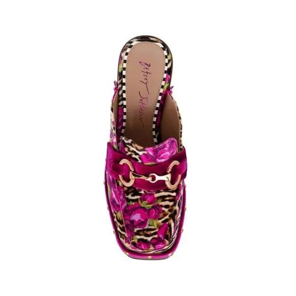 Betsey Johnson Aydin Printed Velvet Platform Clog