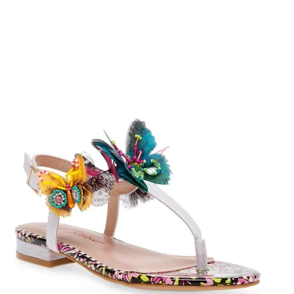 Betsy Johnson Women's Prilla Butterfly Embellished Thong Sandal SZ 5.5 N…