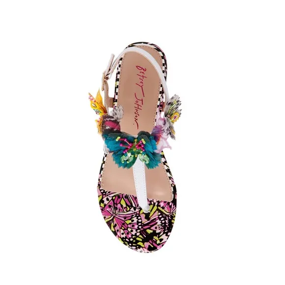 Betsy Johnson Women's Prilla Butterfly Embellished Thong Sandal SZ 5.5 N…