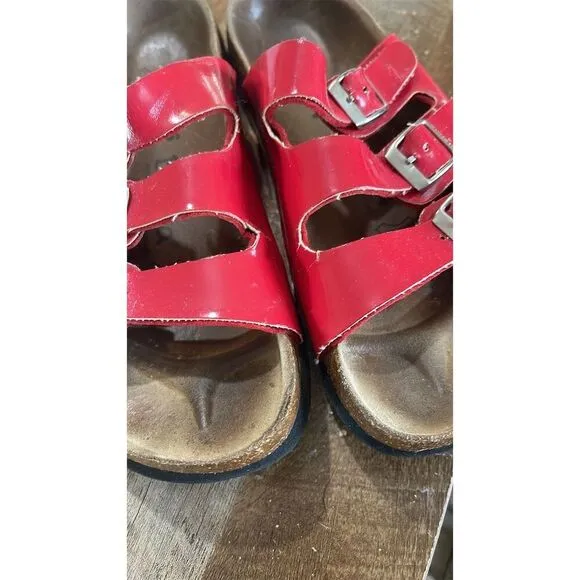 Betula by Birkenstock Woogie Women's Red Patent Leather Slide Sandals Size 6