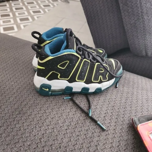 Big Kid's Nike Air More Uptempo Black/Volt-Geode Teal