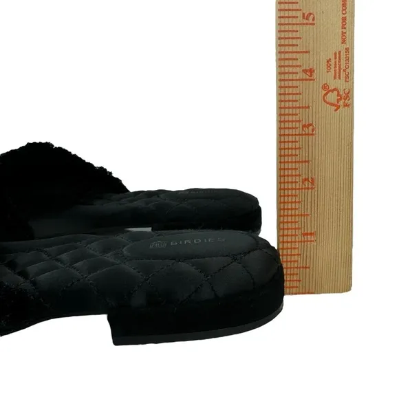 Birdies Ani Slide Black Suede Fringe Asymmetrical Mules Slip on Loafers Size 11