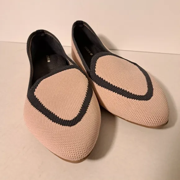 Birdies Blackbird Knit Pointed Toe Flats Loafers Washable Pink &amp; Gray SZ…