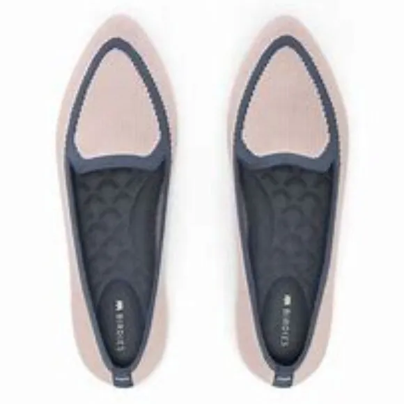 Birdies Blackbird Knit Pointed Toe Flats Loafers Washable Pink &amp; Gray SZ…