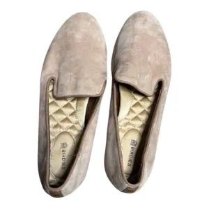 Birdies Tan Suede Slip On Loafers With Quilted Lining Size 7.5