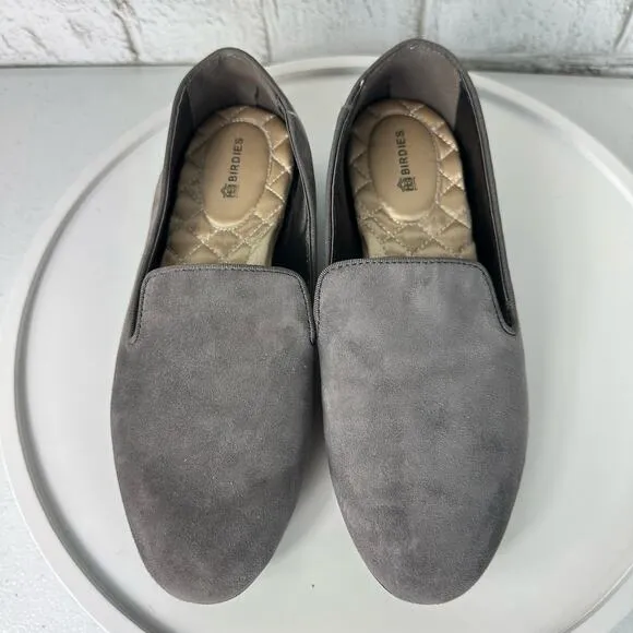 Birdies The Starling Loafers Leather Suede Slip On Neutral Minimal Gray Grey 6