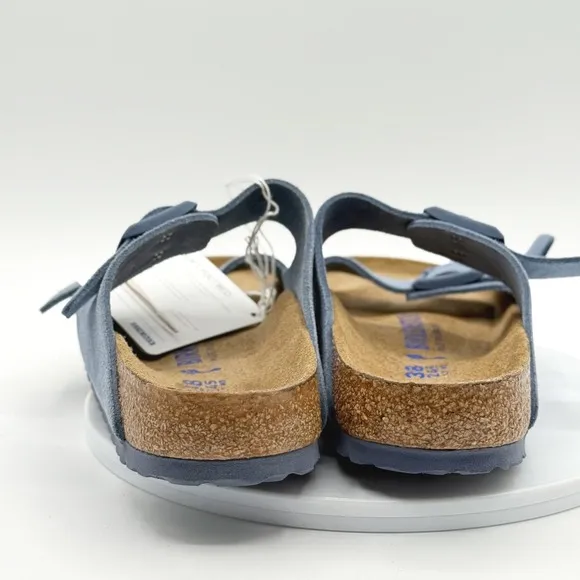 BIRKENSTOCK Arizona Blue Suede Soft Footbed Narrow Size 38 / US 7.0 Women NEW