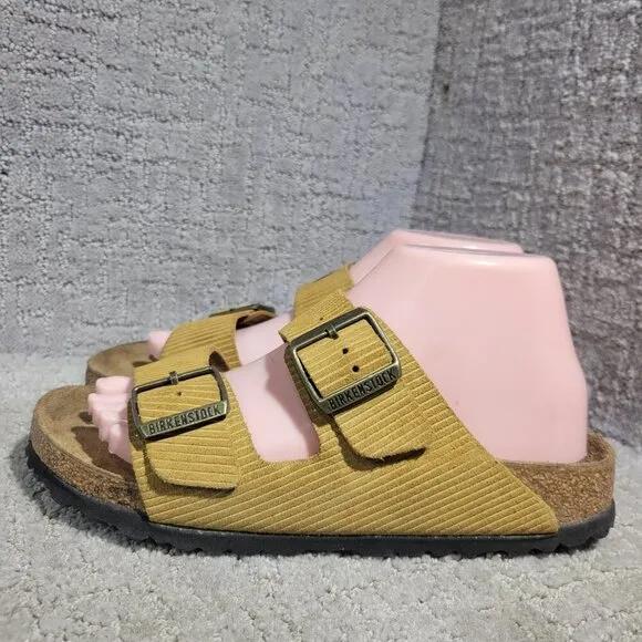 Birkenstock Arizona Corduroy Size 39 L8 M6 N Mustard Yellow Double Strap Sandals