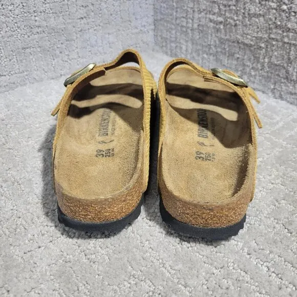 Birkenstock Arizona Corduroy Size 39 L8 M6 N Mustard Yellow Double Strap Sandals