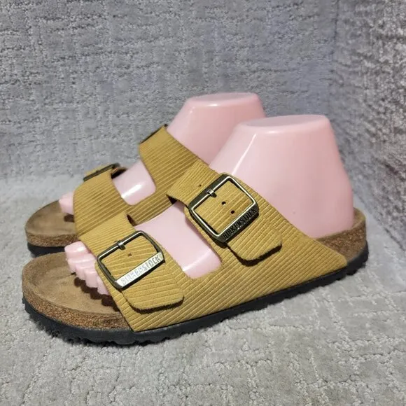Birkenstock Arizona Corduroy Size 39 L8 M6 N Mustard Yellow Double Strap Sandals