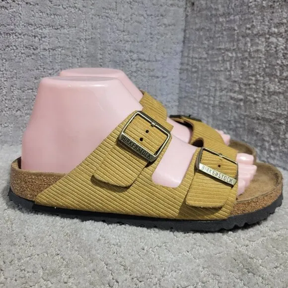 Birkenstock Arizona Corduroy Size 39 L8 M6 N Mustard Yellow Double Strap Sandals