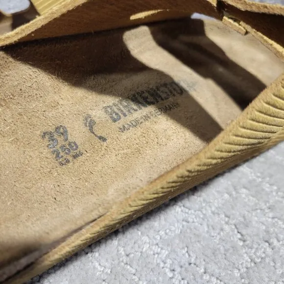 Birkenstock Arizona Corduroy Size 39 L8 M6 N Mustard Yellow Double Strap Sandals