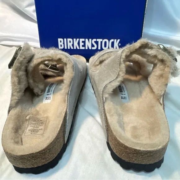 Birkenstock, Arizona shearling tope sandal 39N NIB