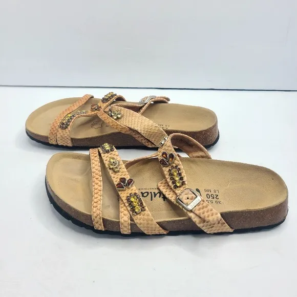 Birkenstock Betula Snakeskin Strap Sandals US 8 EU 39 Medium Narrow Embellished