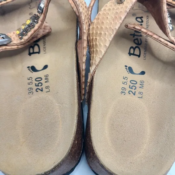 Birkenstock Betula Snakeskin Strap Sandals US 8 EU 39 Medium Narrow Embellished