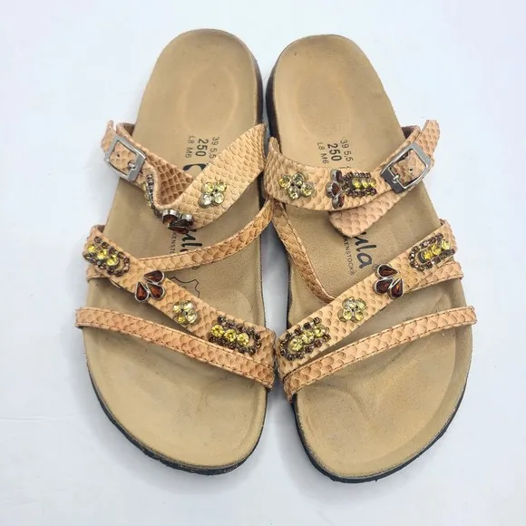 Birkenstock Betula Snakeskin Strap Sandals US 8 EU 39 Medium Narrow Embellished