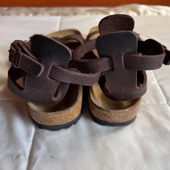 Birkenstock Chania Leather Gladiator Sandal, Brown, Size 38, EUC