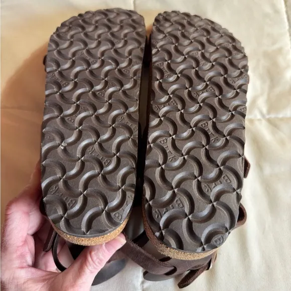 Birkenstock Chania Leather Gladiator Sandal, Brown, Size 38, EUC
