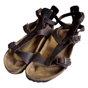 Birkenstock Chania Leather Gladiator Sandal, Brown, Size 38, EUC