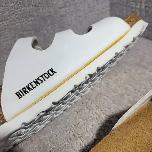 Birkenstock Florida Size 37 L6 M4 R White Birko-Flor 3 Strap Buckle Sandals