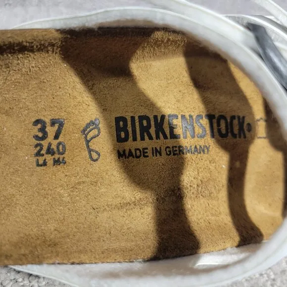 Birkenstock Florida Size 37 L6 M4 R White Birko-Flor 3 Strap Buckle Sandals