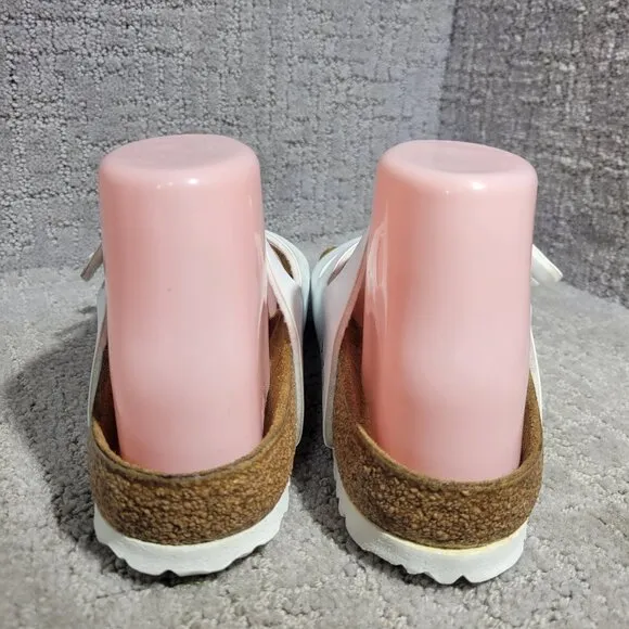Birkenstock Florida Size 37 L6 M4 R White Birko-Flor 3 Strap Buckle Sandals