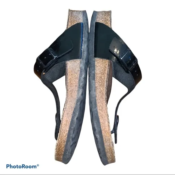 Birkenstock Gizeh Black Patent Thong Sandals size 38