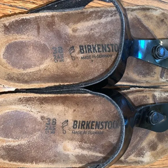 Birkenstock Gizeh Black Patent Thong Sandals size 38