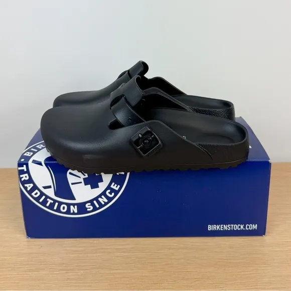 Birkenstock Gizeh Large Buckle Black Leather Flip-Float Sandals