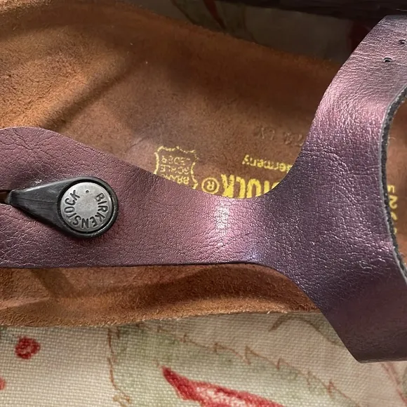 Birkenstock Gizeh Purple Natural Leather Thong Sandal Ergonomic Cork Footbed