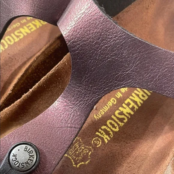 Birkenstock Gizeh Purple Natural Leather Thong Sandal Ergonomic Cork Footbed