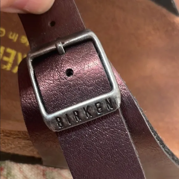 Birkenstock Gizeh Purple Natural Leather Thong Sandal Ergonomic Cork Footbed