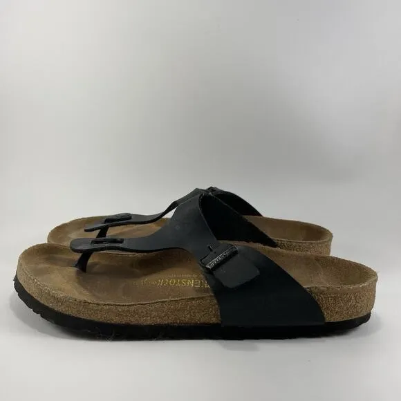 Birkenstock Gizeh Sandals Womens Size 41 Size 10-10.5 Black Birko-Flor T Strap