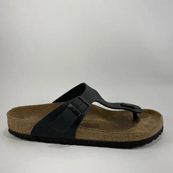 Birkenstock Gizeh Sandals Womens Size 41 Size 10-10.5 Black Birko-Flor T Strap