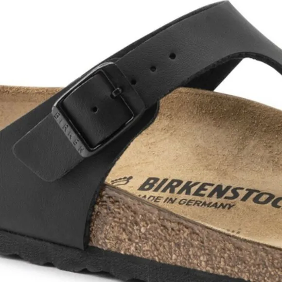 Birkenstock Gizeh T-Strap Thong Cork Sandals Black Birko-Flor
