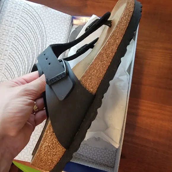 Birkenstock Gizeh T-Strap Thong Cork Sandals Black Birko-Flor