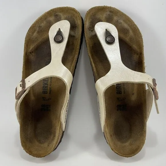 Birkenstock Gizeh Thong Sandals Womens Size 38 Womens Size 7-7.5 Beige Pearl