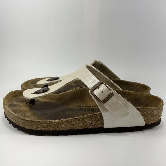Birkenstock Gizeh Thong Sandals Womens Size 38 Womens Size 7-7.5 Beige Pearl