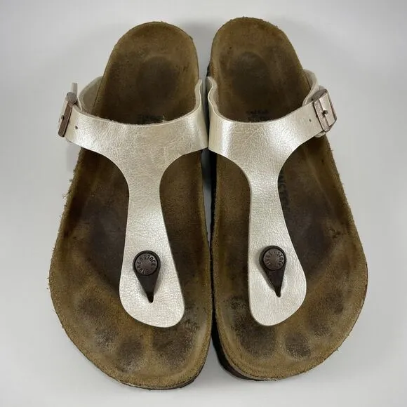 Birkenstock Gizeh Thong Sandals Womens Size 38 Womens Size 7-7.5 Beige Pearl