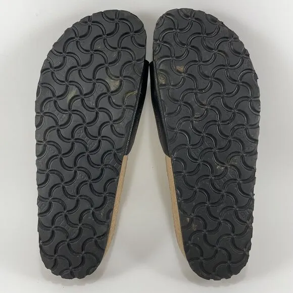 Birkenstock Ibiza 2 Strap Sandals Womens Size 37 US Size 6-6.5 Black Birko Flor
