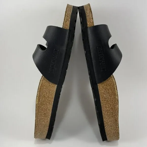 Birkenstock Ibiza 2 Strap Sandals Womens Size 37 US Size 6-6.5 Black Birko Flor