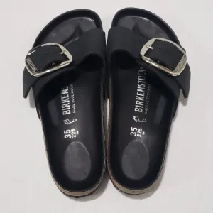 BIRKENSTOCK Madrid Big Buckle Oiled Leather Black One-Strap Sandals