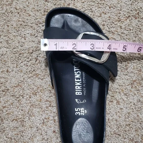 BIRKENSTOCK Madrid Big Buckle Oiled Leather Black One-Strap Sandals