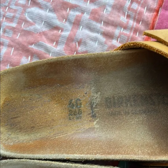 Birkenstock Madrid Big Buckle Sandals Slides orange tan silver size 40/9