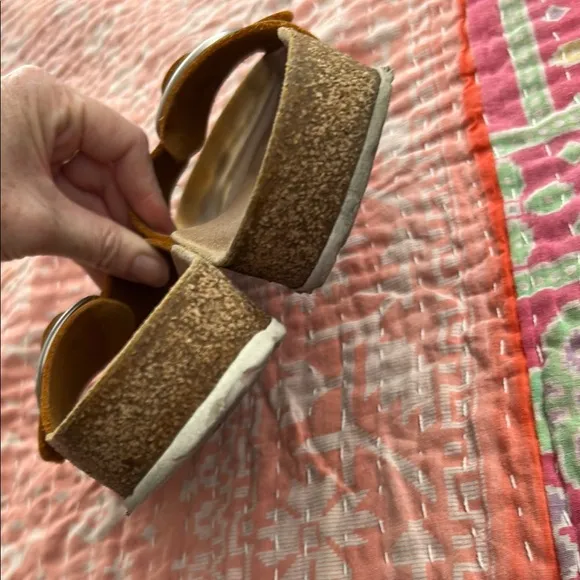 Birkenstock Madrid Big Buckle Sandals Slides orange tan silver size 40/9