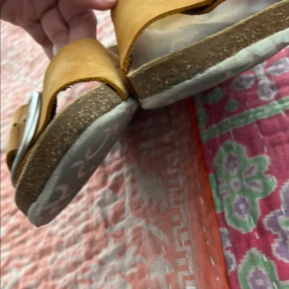 Birkenstock Madrid Big Buckle Sandals Slides orange tan silver size 40/9