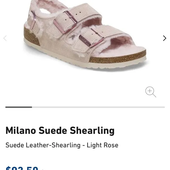 Birkenstock Milano Suede Shearling Sandals - Light Rose