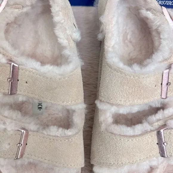 Birkenstock Milano Suede Shearling Sandals - Light Rose