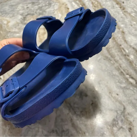 Birkenstock Navy Arizona Birko-Flor Sandals Double Strap Slide Men’s 12 Regular